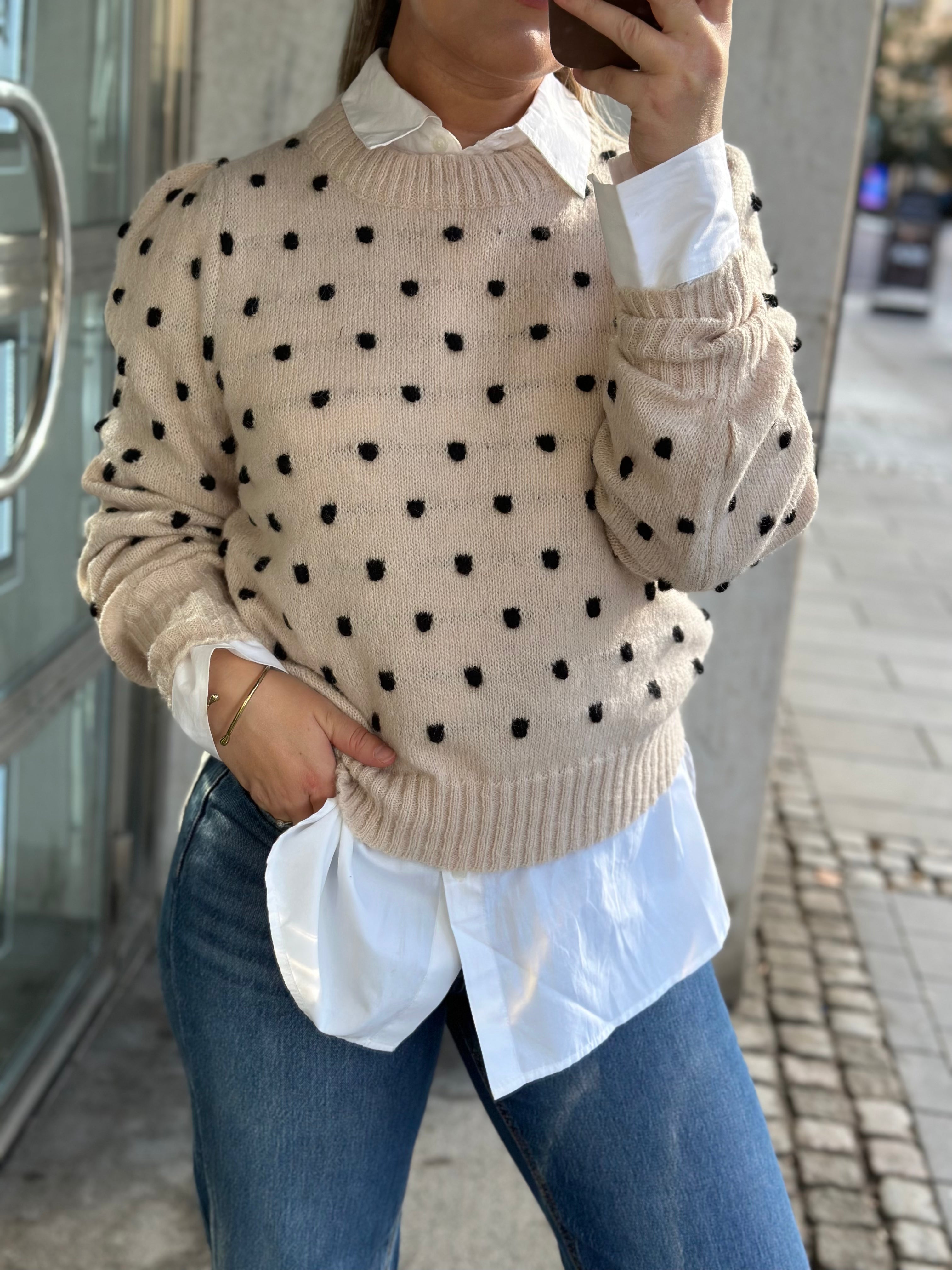 JDY - SIGRID LIFE L/S ON PUFF PULLOVER - CEMENT