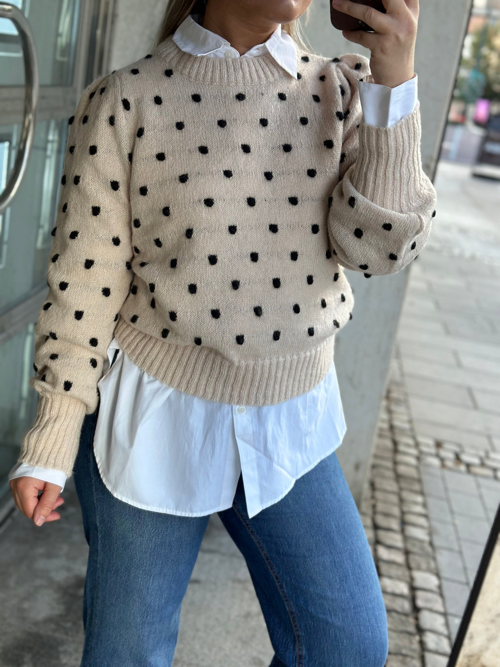 JDY - SIGRID LIFE L/S ON PUFF PULLOVER - CEMENT