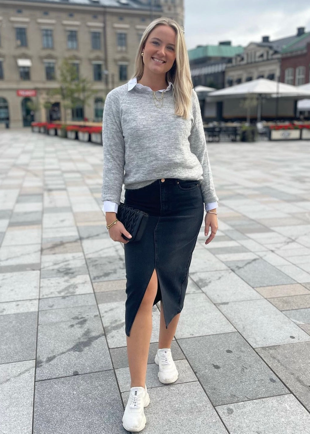 VERO MODA - VERI HR CALF DENIM SKIRT - BLACK