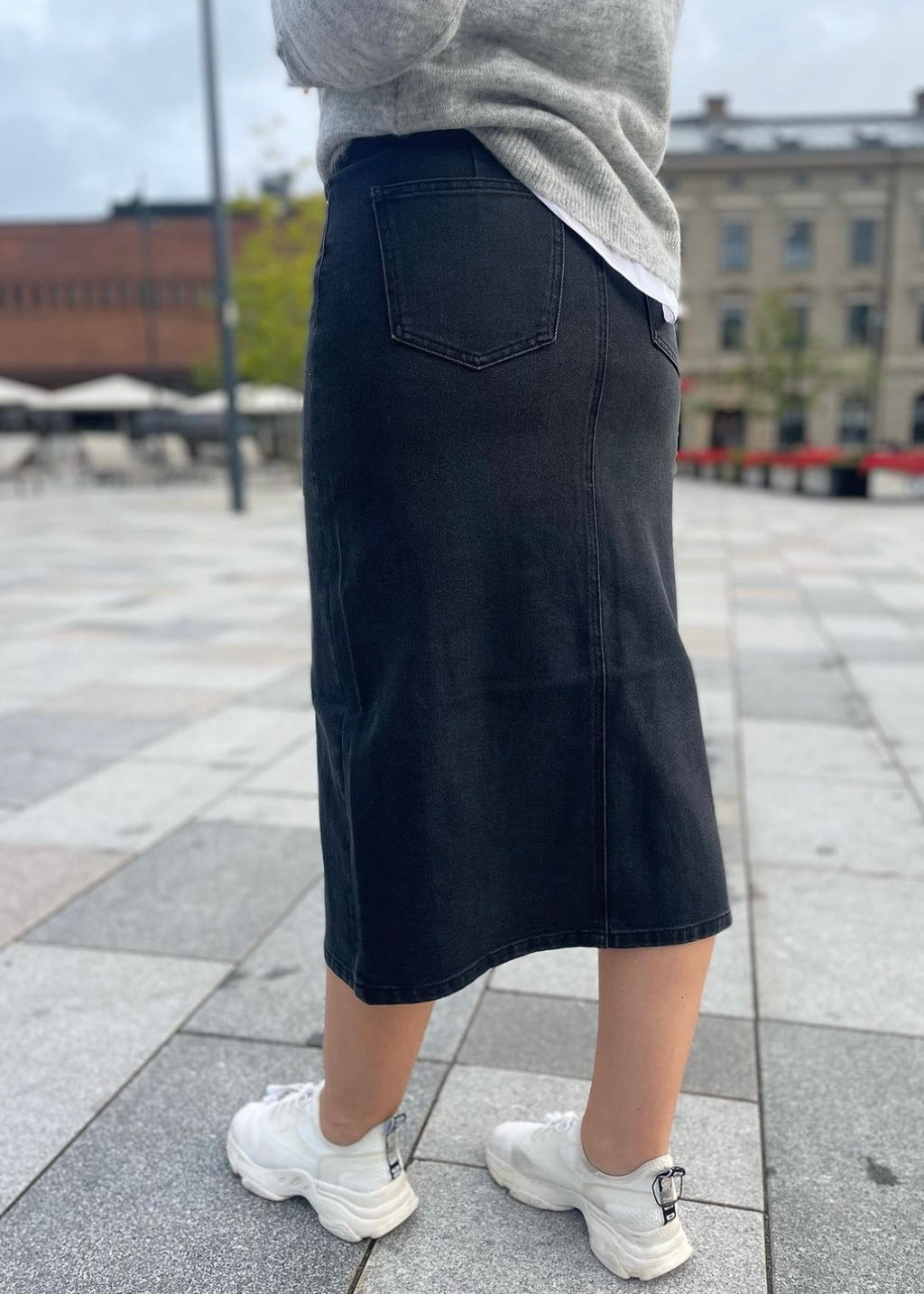 VERO MODA - VERI HR CALF DENIM SKIRT - BLACK