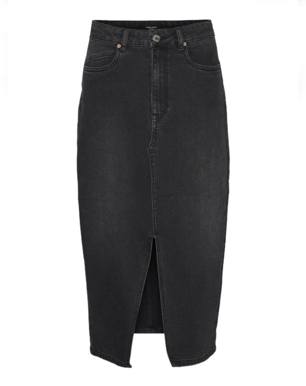 VERO MODA - VERI HR CALF DENIM SKIRT - BLACK