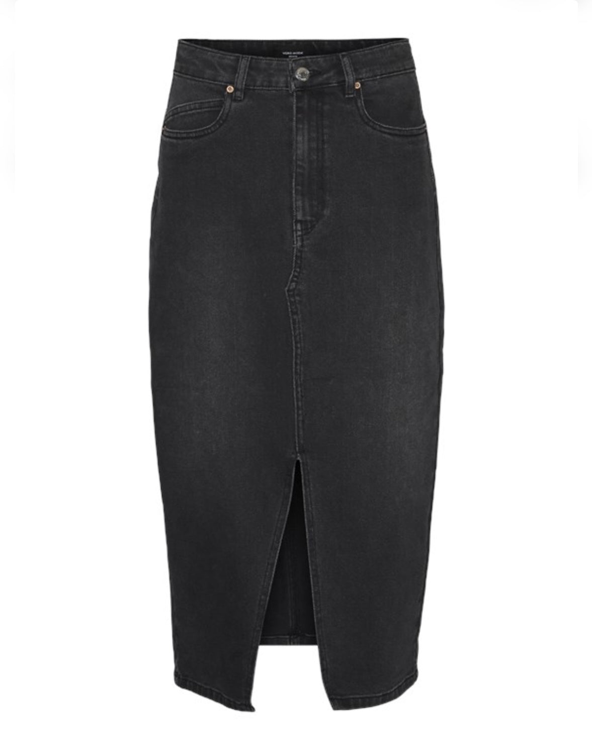 VERO MODA - VERI HR CALF DENIM SKIRT - BLACK