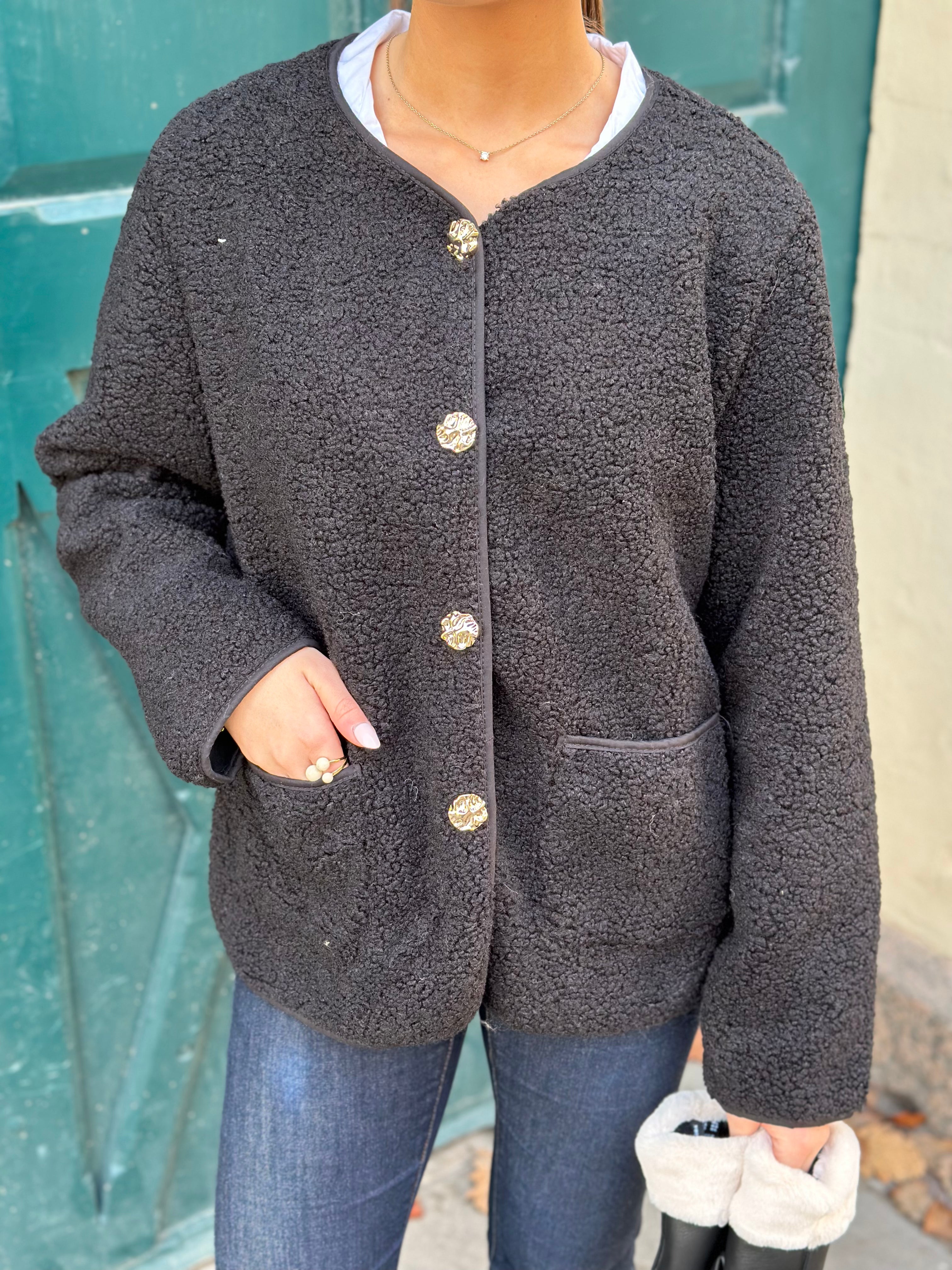 GEMINI - TEDDY JACKET - SVART