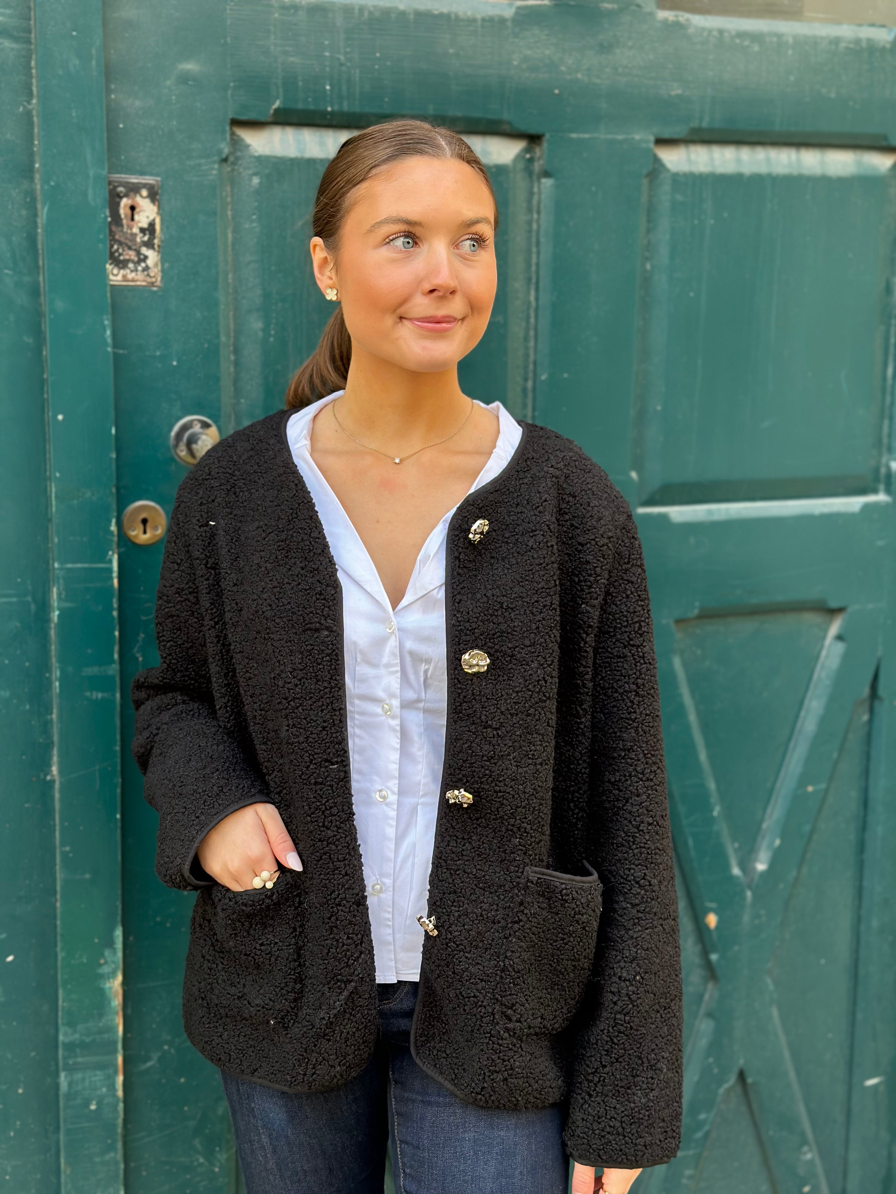 GEMINI - TEDDY JACKET - SVART