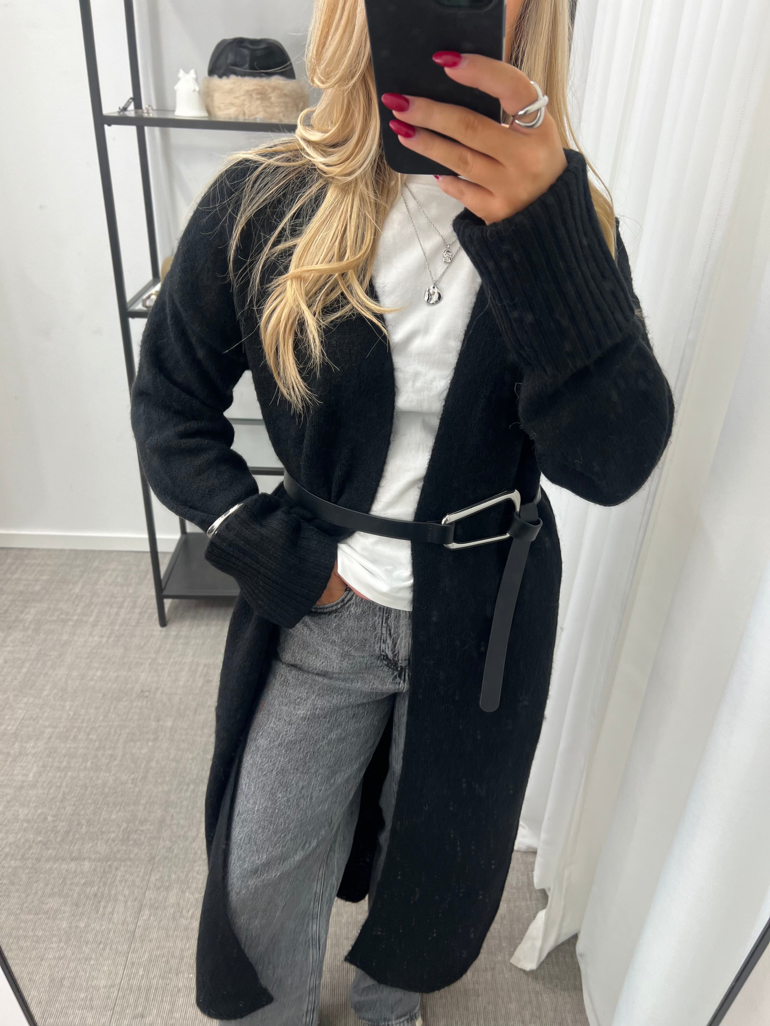 VEROMODA - HILLIS LS LONG OPEN CARDIGAN - BLACK