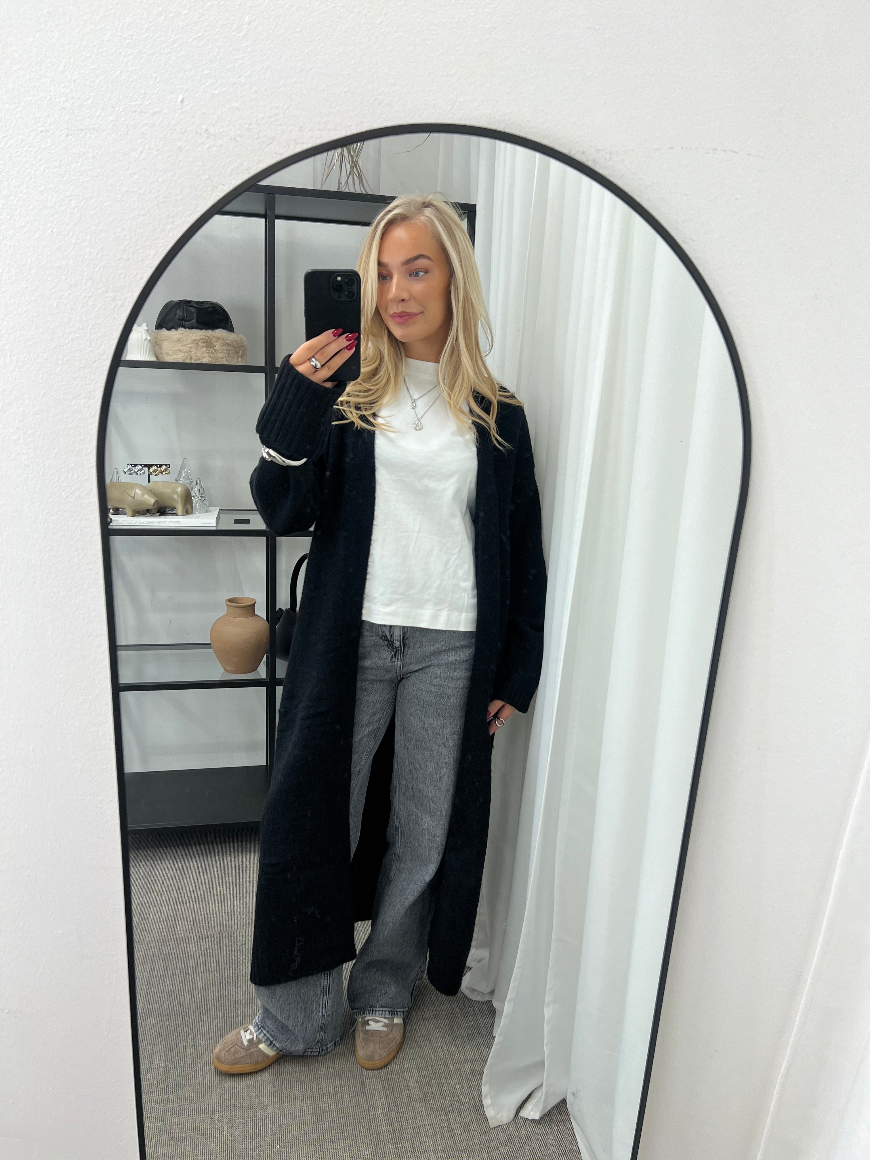 VEROMODA - HILLIS LS LONG OPEN CARDIGAN - BLACK