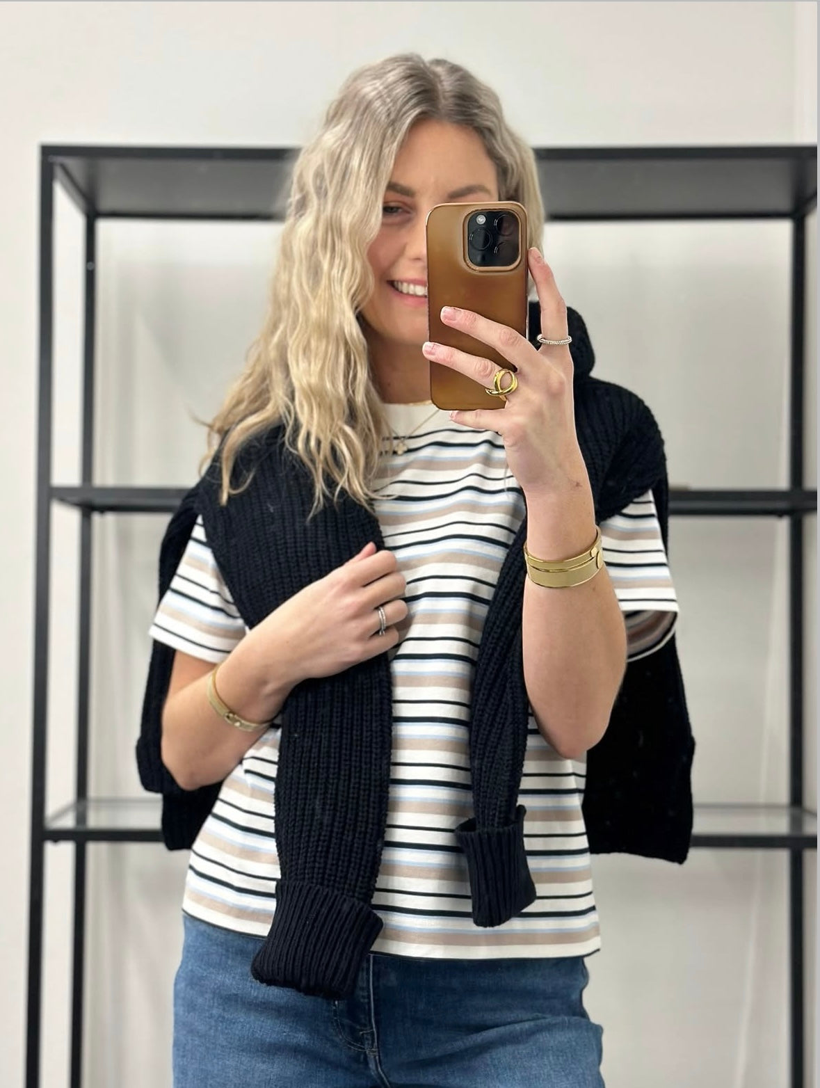 SELECTED FEMME - ESSENTIAL SS STRIPED BOXY TEE - CASHMERE BLUE/ MULTI STRIPE