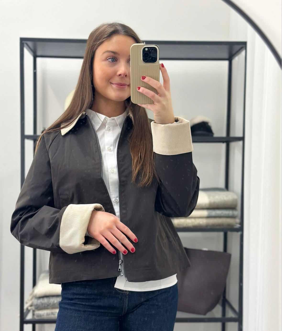 VEROMODA - VICKY LS SHORT JACKET - CHOCOLATE TORTE/BEIGE