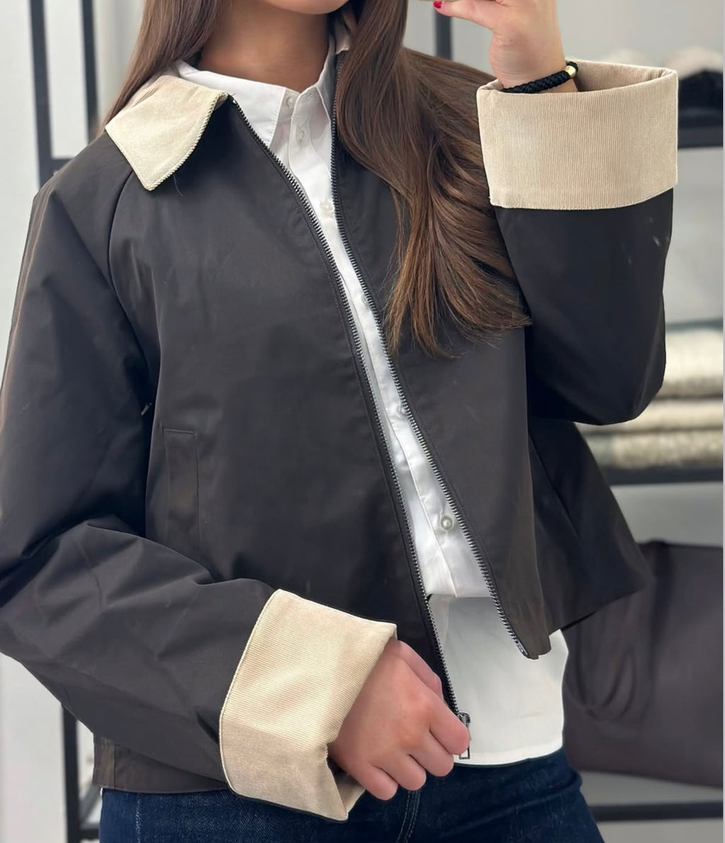 VEROMODA - VICKY LS SHORT JACKET - CHOCOLATE TORTE/BEIGE