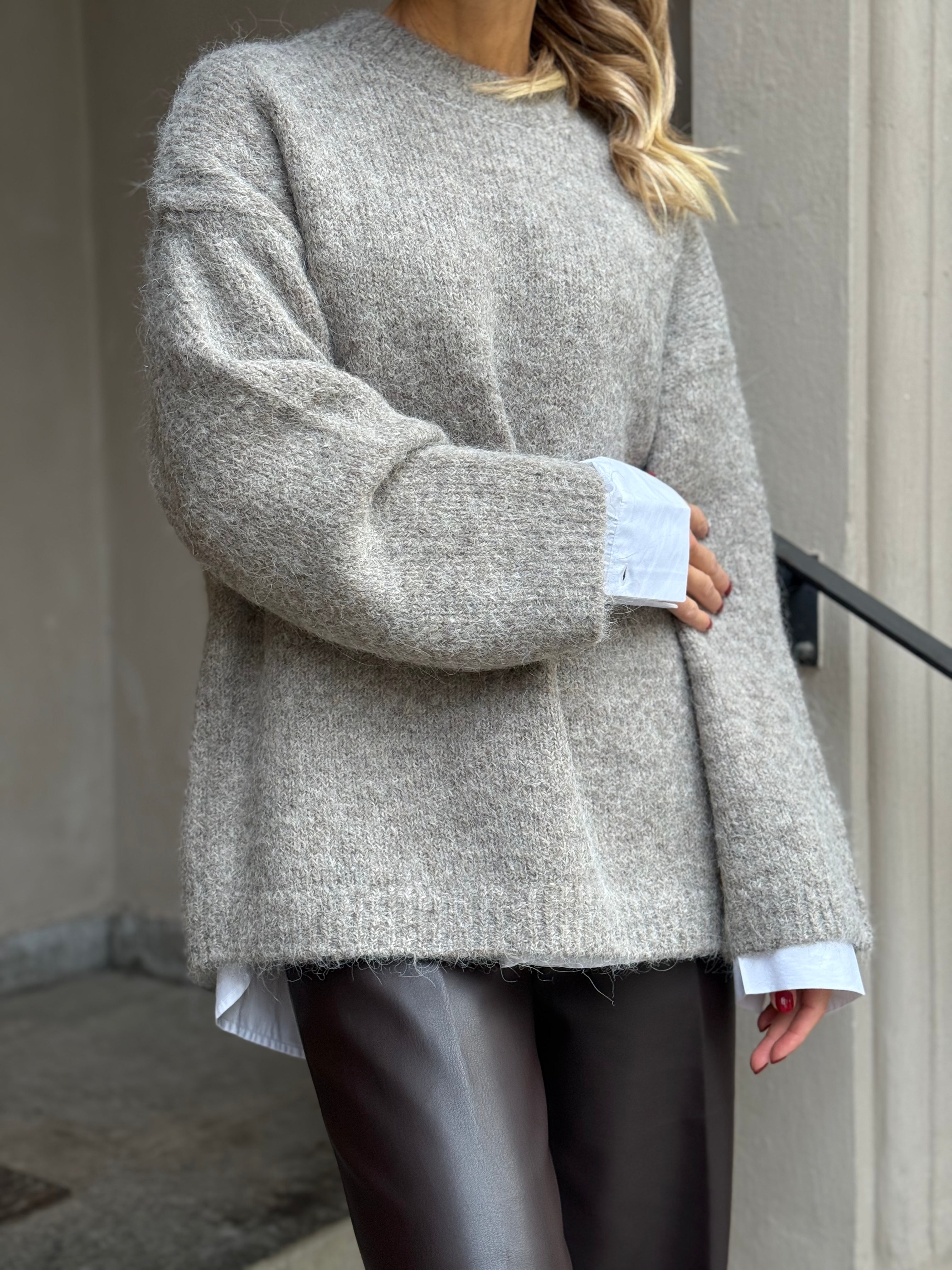 SELECTED FEMME - GABRIELLA LS KNIT NEW O-NECK - STEEL GRAY/MELANGE