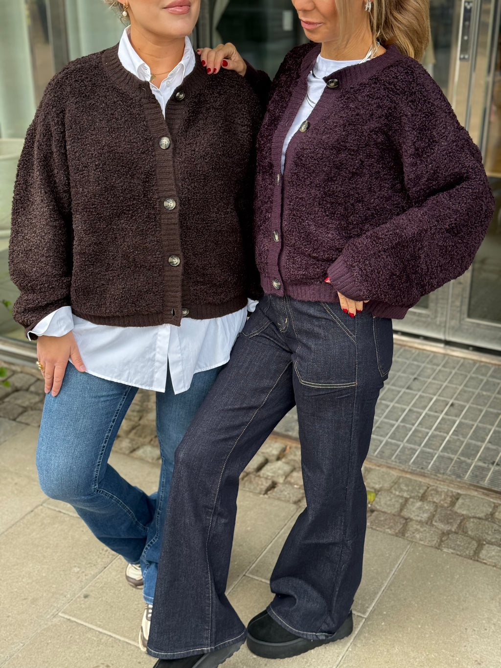 JDY - EIRA LIFE L/S ONECK CARDIGAN KNIT - PLUM PERFECT