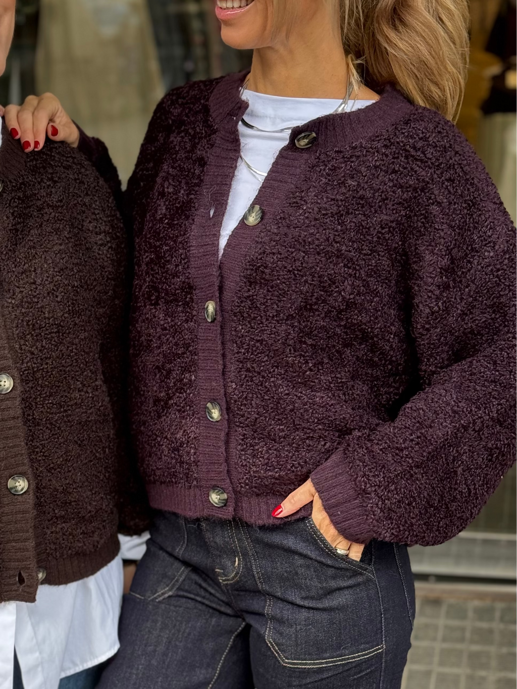 JDY - EIRA LIFE L/S ONECK CARDIGAN KNIT - PLUM PERFECT
