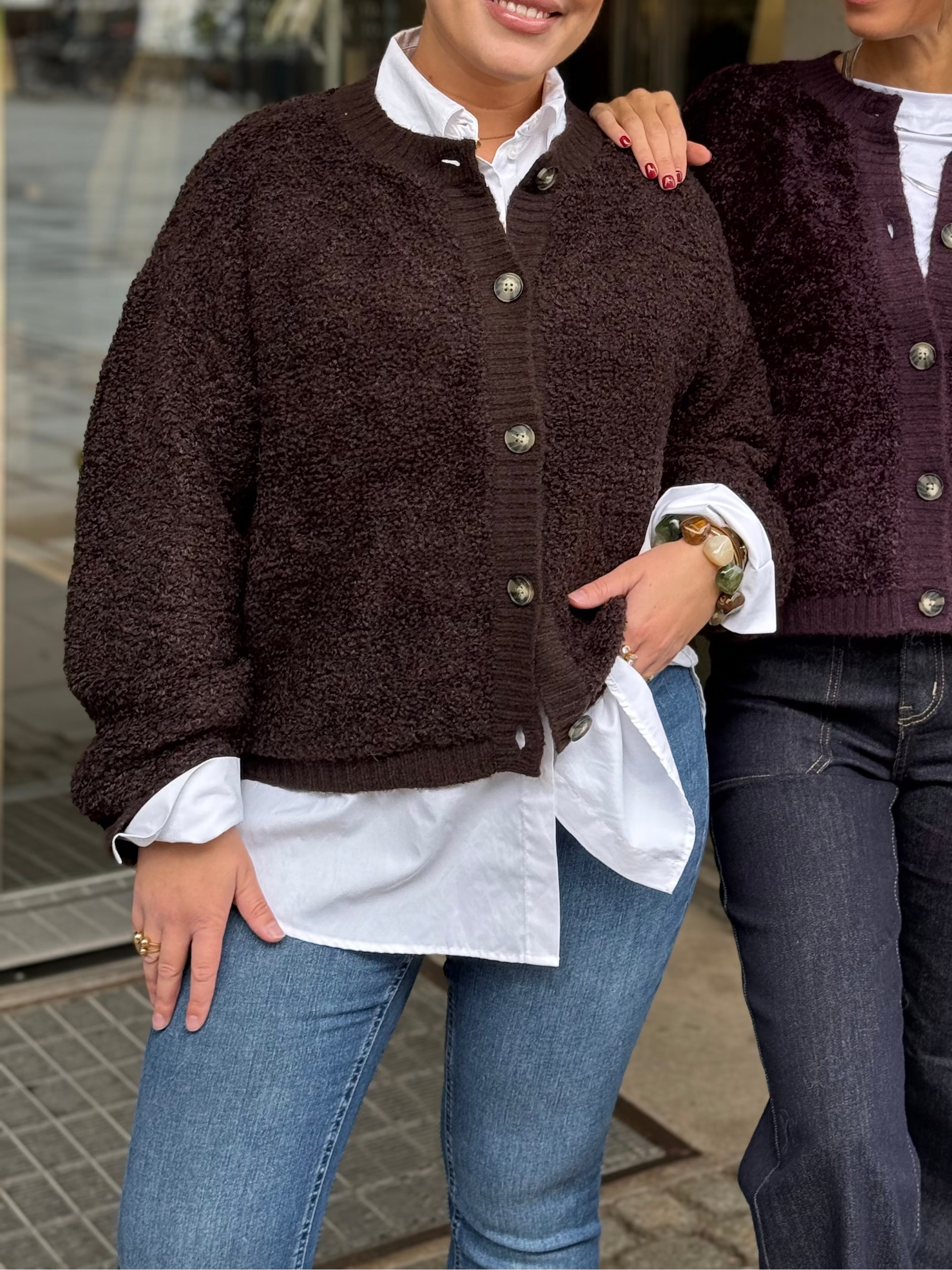 JDY - EIRA LIFE L/S ONECK CARDIGAN KNIT - CHOCOLATE TORTE