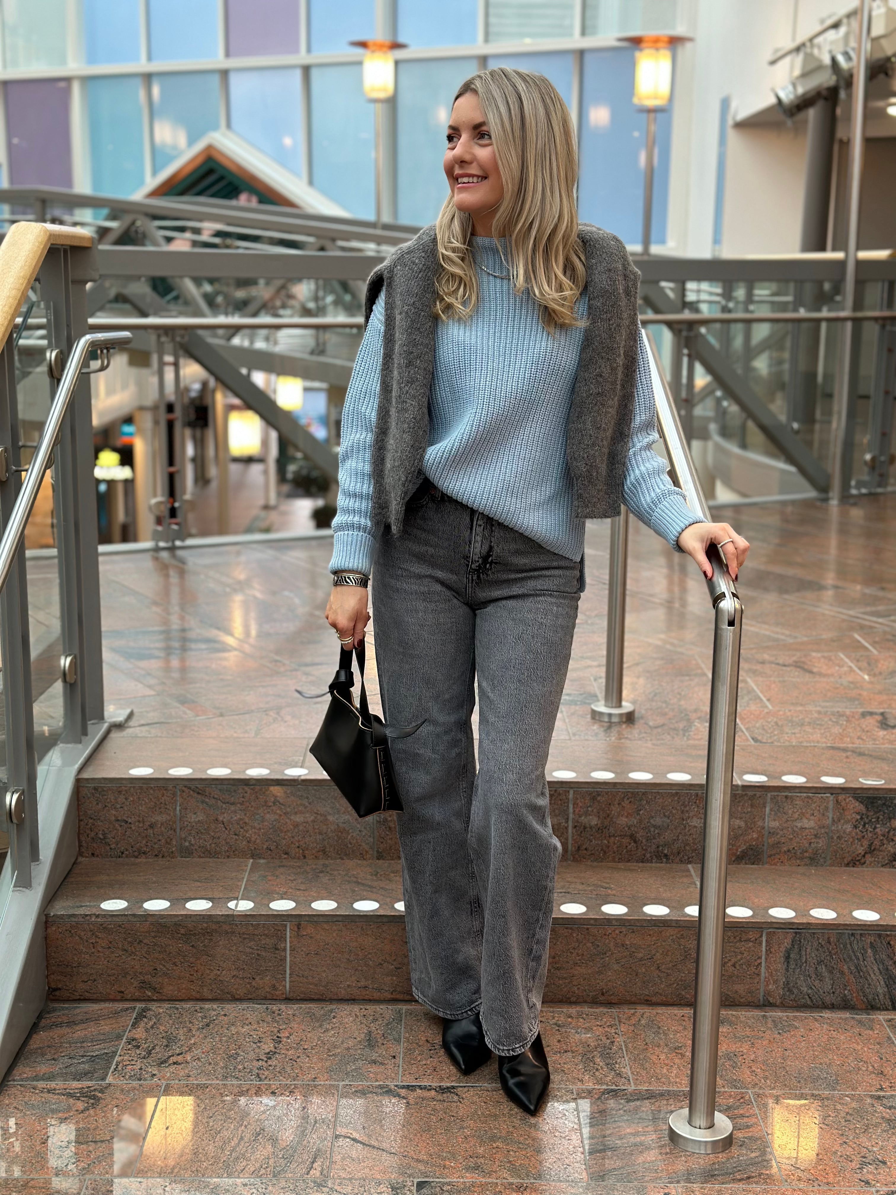 SELECTED FEMME - SELMA LS KNIT PULLOVER - DUSTY BLUE