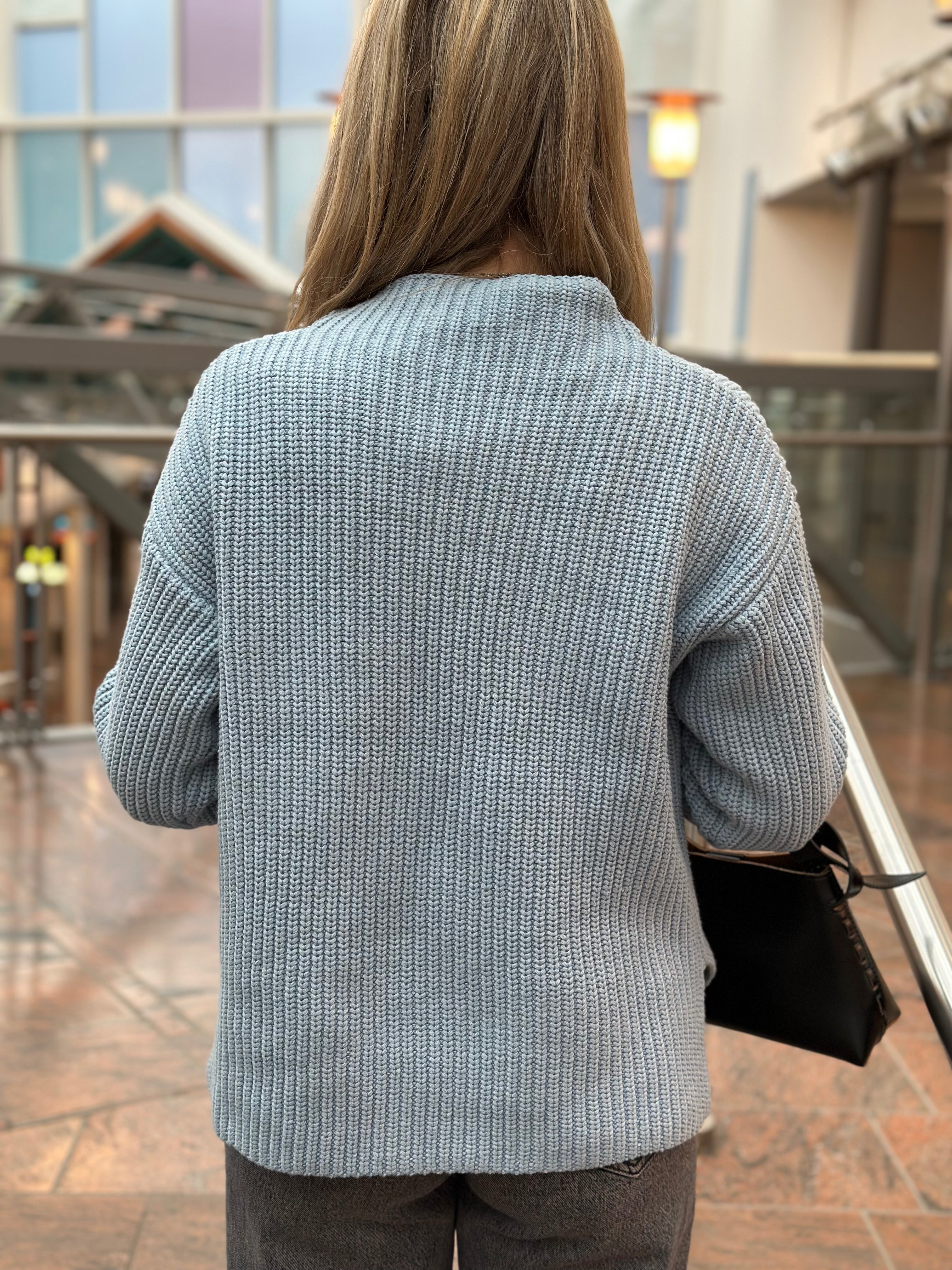 SELECTED FEMME - SELMA LS KNIT PULLOVER - DUSTY BLUE