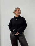 SELECTED FEMME - SOLER REGULAR LS HIGH NECK TOP - BLACK