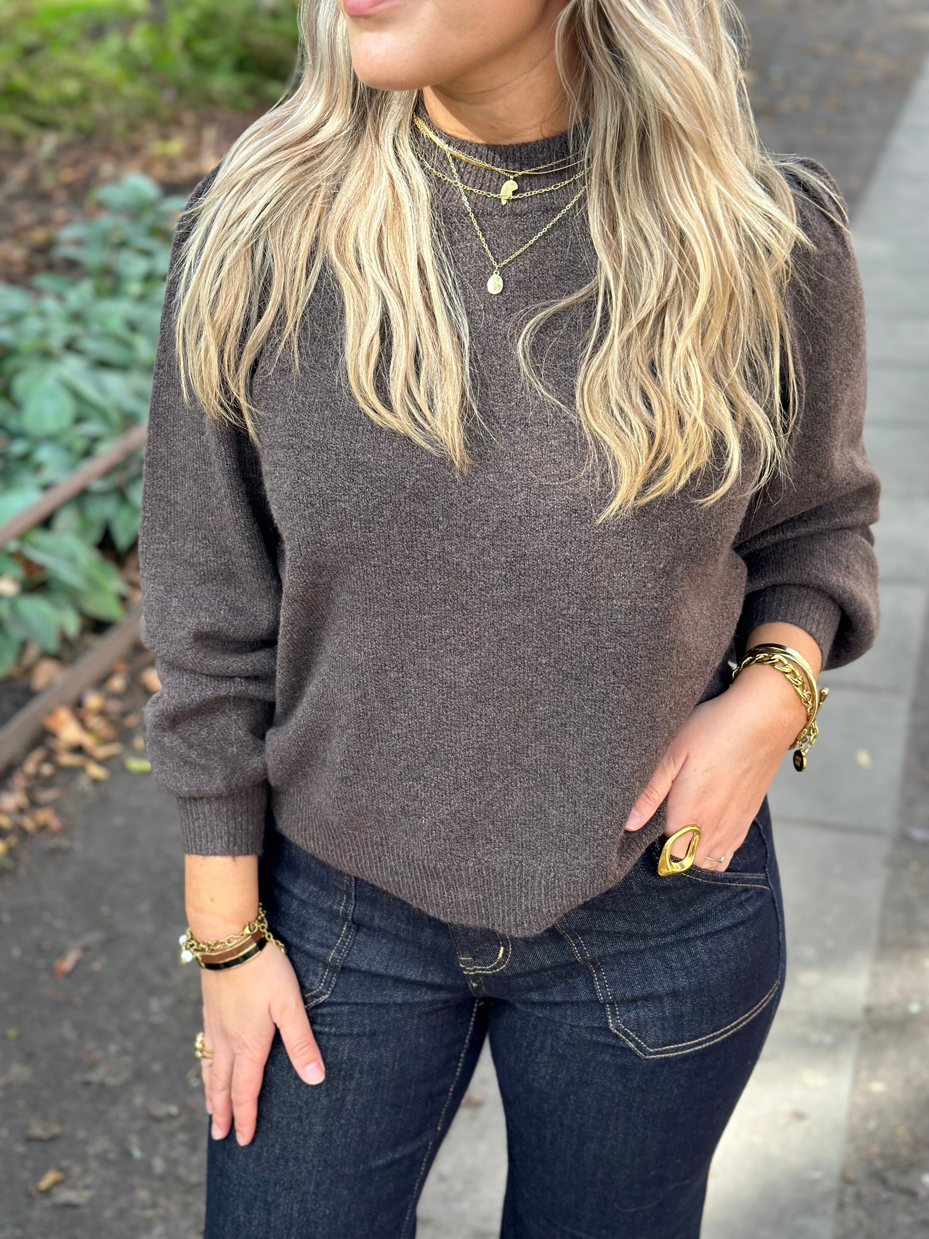 JDY - RUE LIFE L/S PULLOVER - BRACKEN/MELANGE