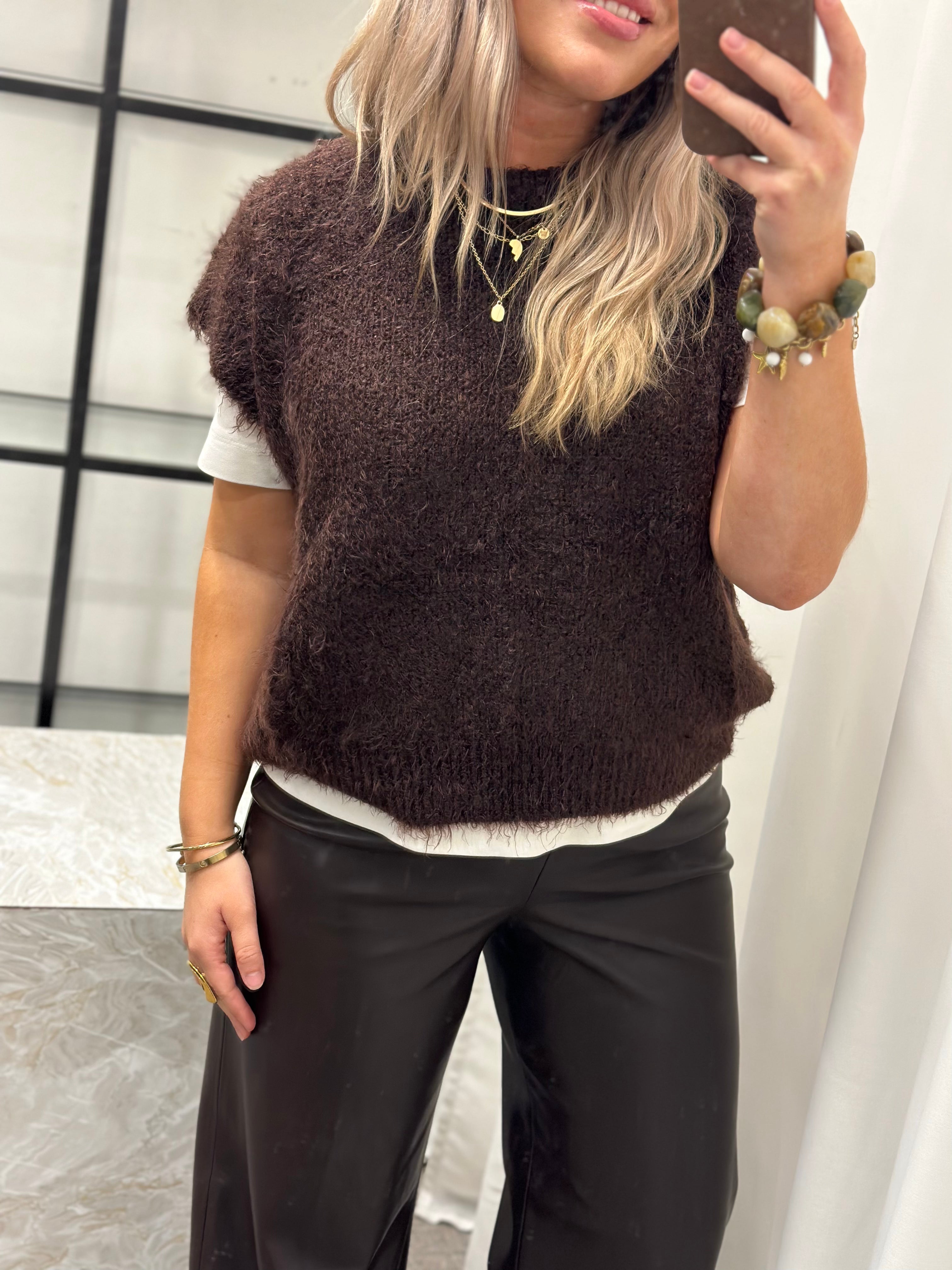 MARTA - LAYA KNIT VEST - MARONE