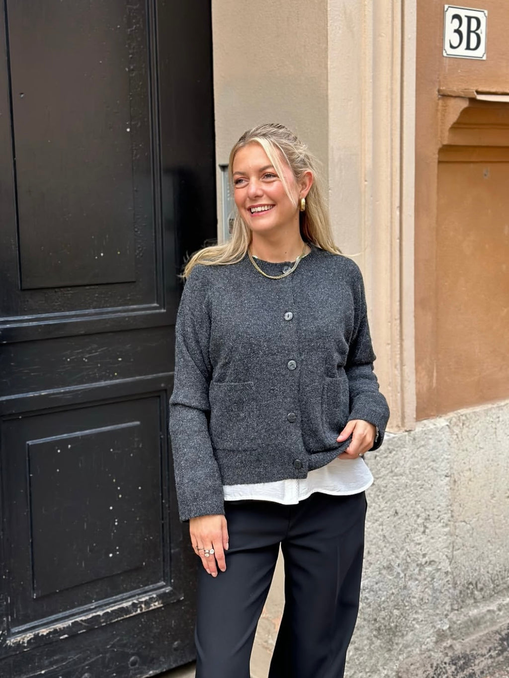 ONLY - PIEMONTE L/S CARDIGAN KNIT - DARK GREY MELANGE