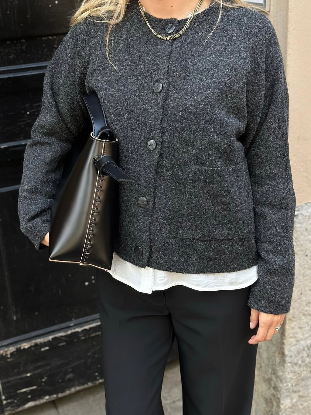 ONLY - PIEMONTE L/S CARDIGAN KNIT - DARK GREY MELANGE