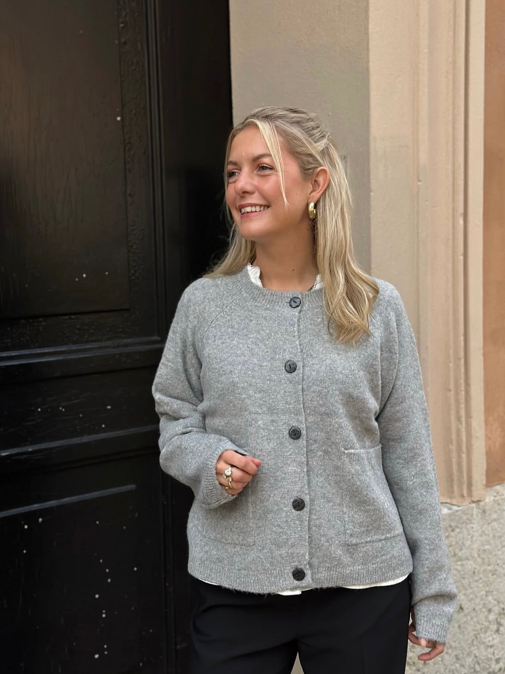 ONLY - PIEMONTE L/S CARDIGAN KNIT - LIGHT GREY MELANGE