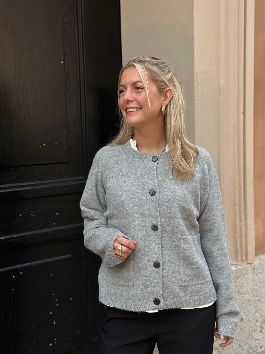 ONLY - PIEMONTE L/S CARDIGAN KNIT - LIGHT GREY MELANGE