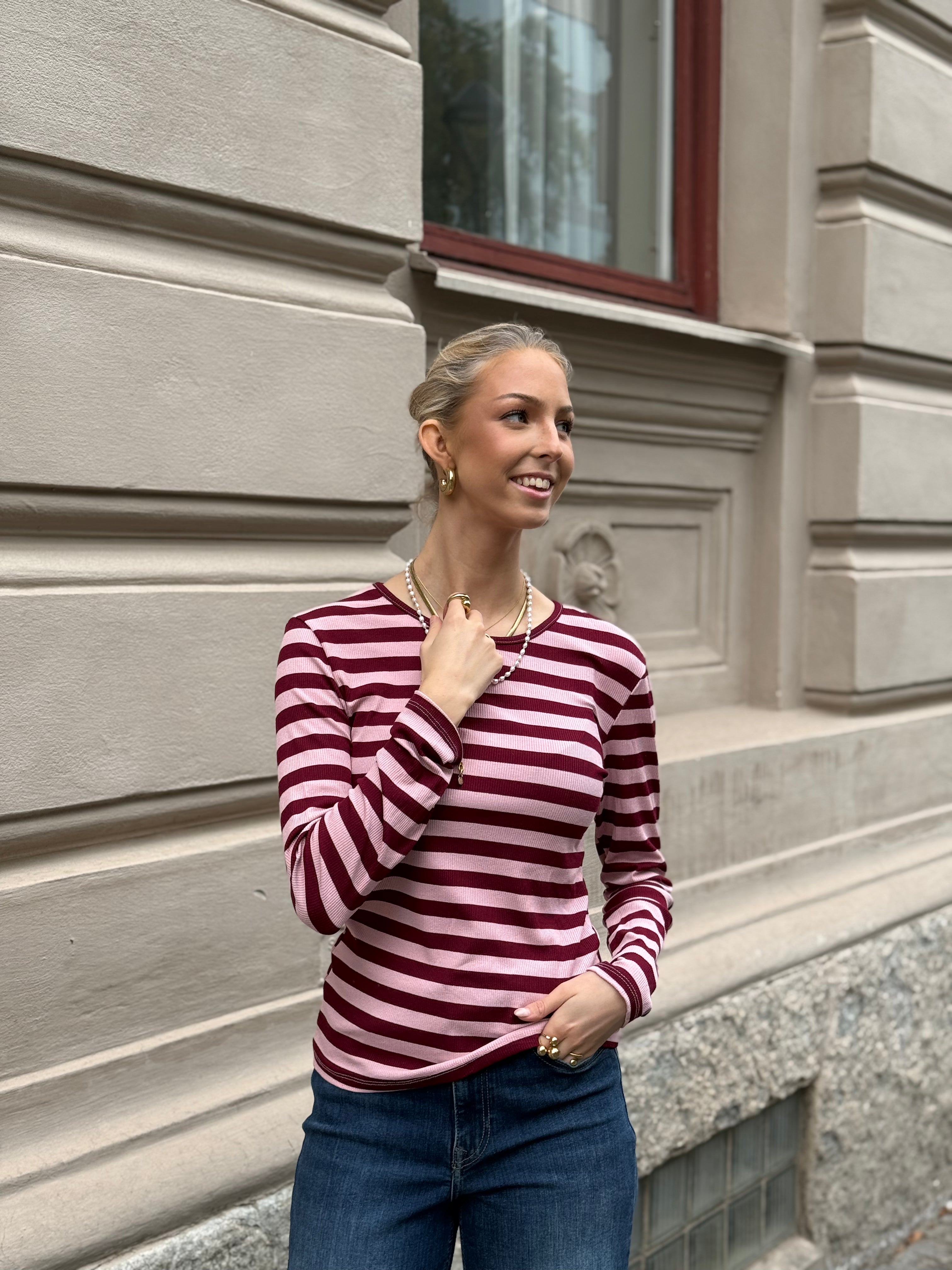 MARTA - BEGONIA LÅNGÄRMAD T-SHIRT 7702 - WINO/ROS ANTIQUE