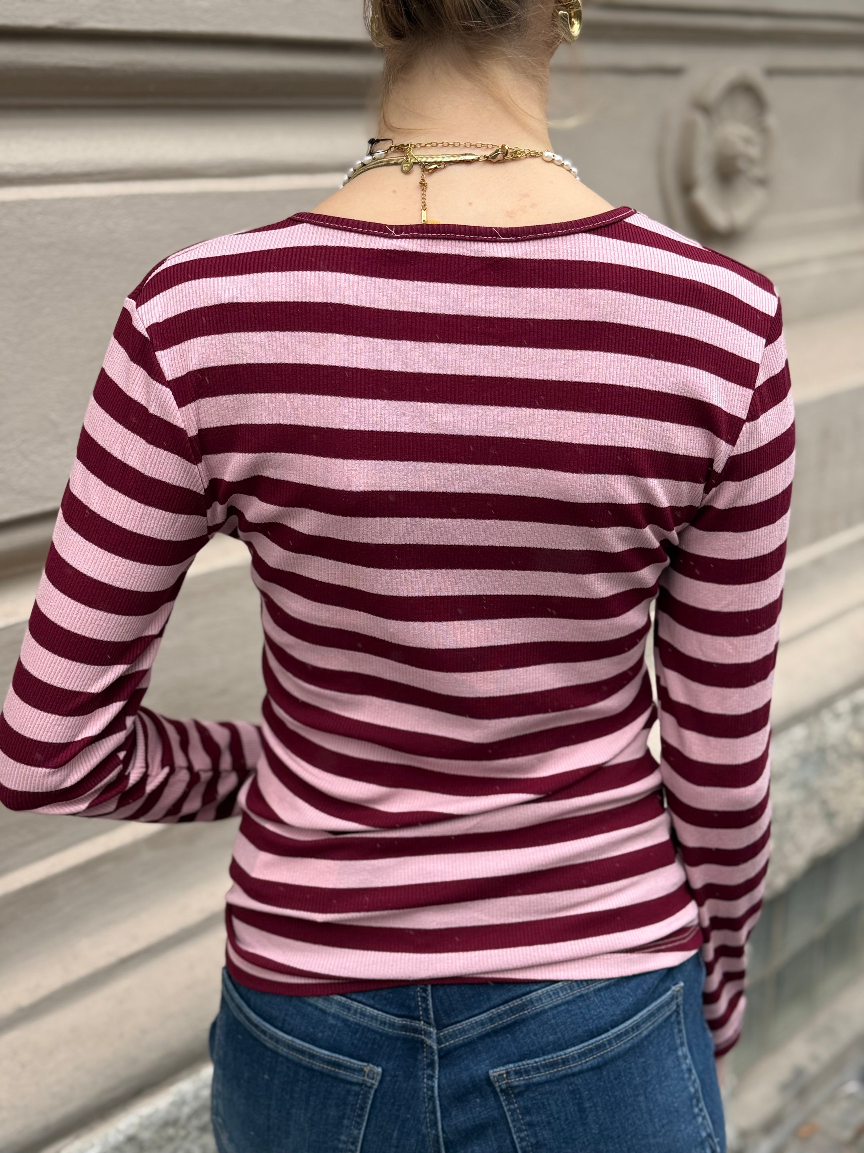 MARTA - BEGONIA LÅNGÄRMAD T-SHIRT 7702 - WINO/ROS ANTIQUE