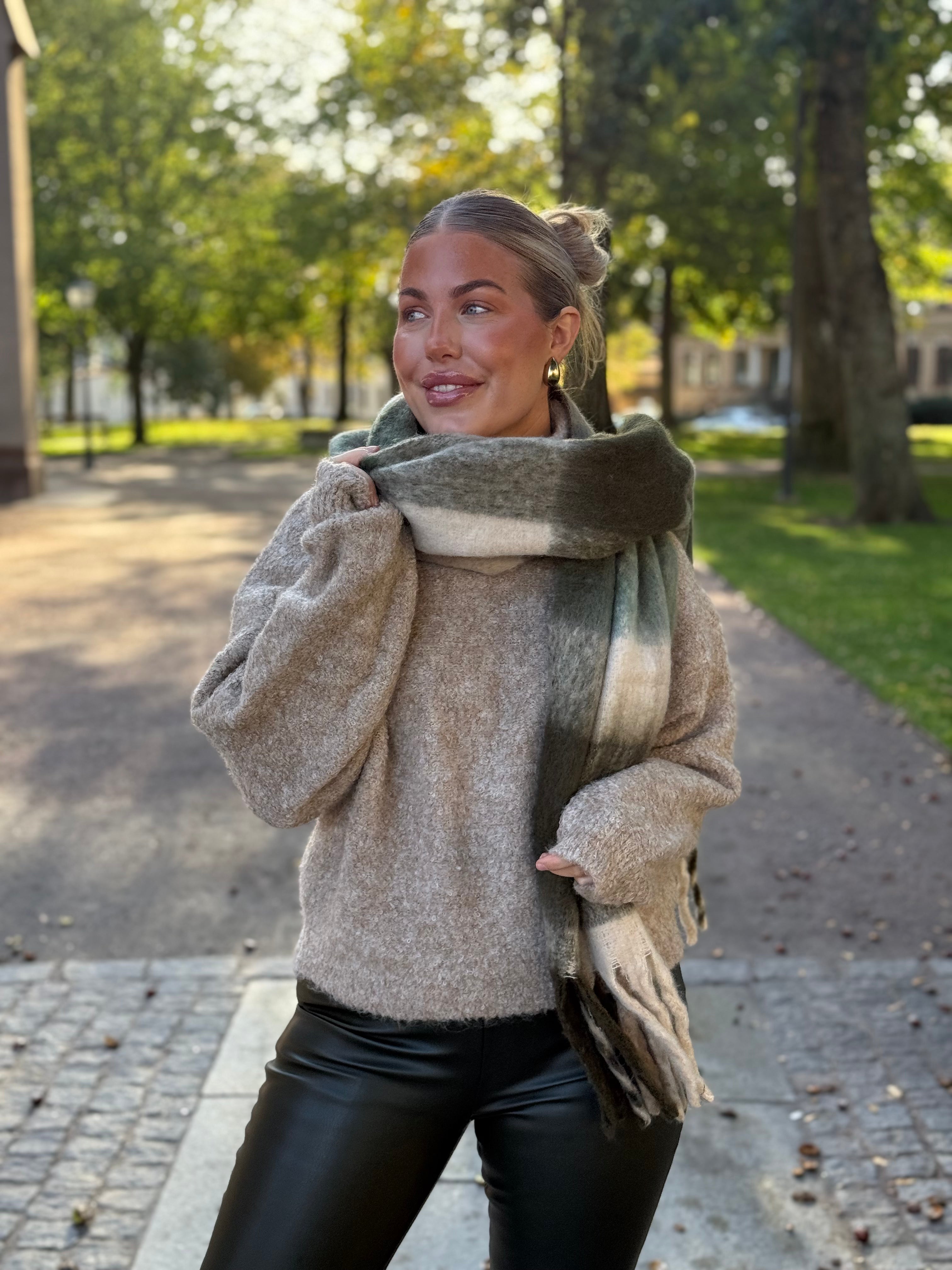 VEROMODA - IVY LEAGUE SCARF - IVY GREEN PEAT/SILVER MINK/BIRCH