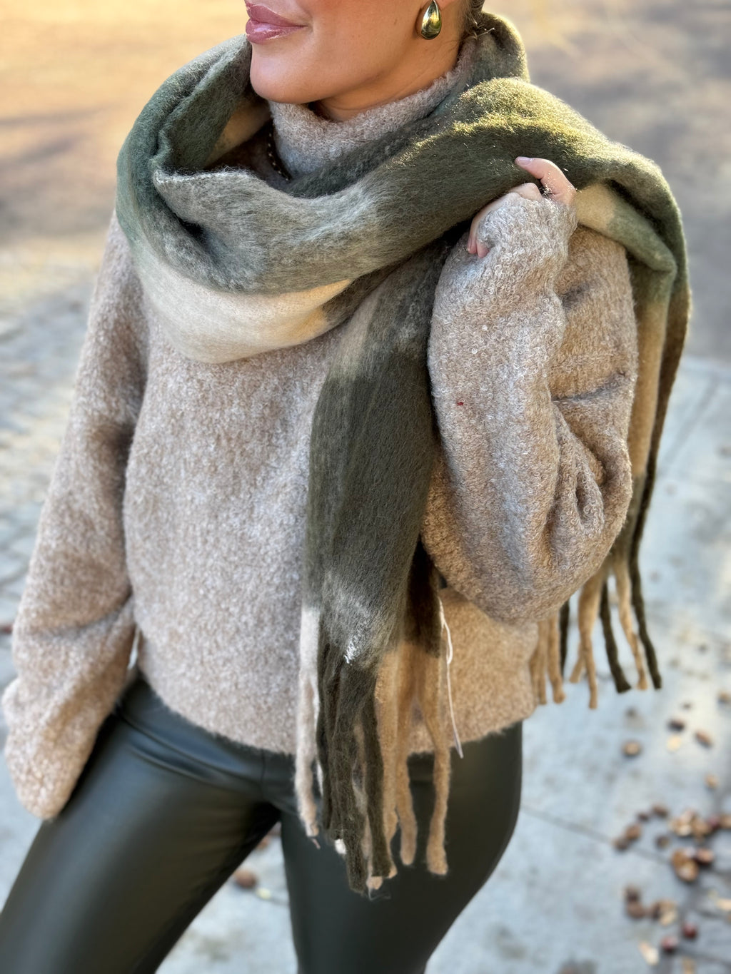 VEROMODA - IVY LEAGUE SCARF - IVY GREEN PEAT/SILVER MINK/BIRCH