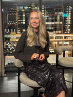 Ladda upp bild till gallerivisning, PIECES - MANIKA - LS O-NECK KNIT - HOT FUDGE/MELENGE
