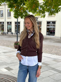 ONLY - MIO LS O-NECK BUTTON CARDIGAN - SEAL BROWN