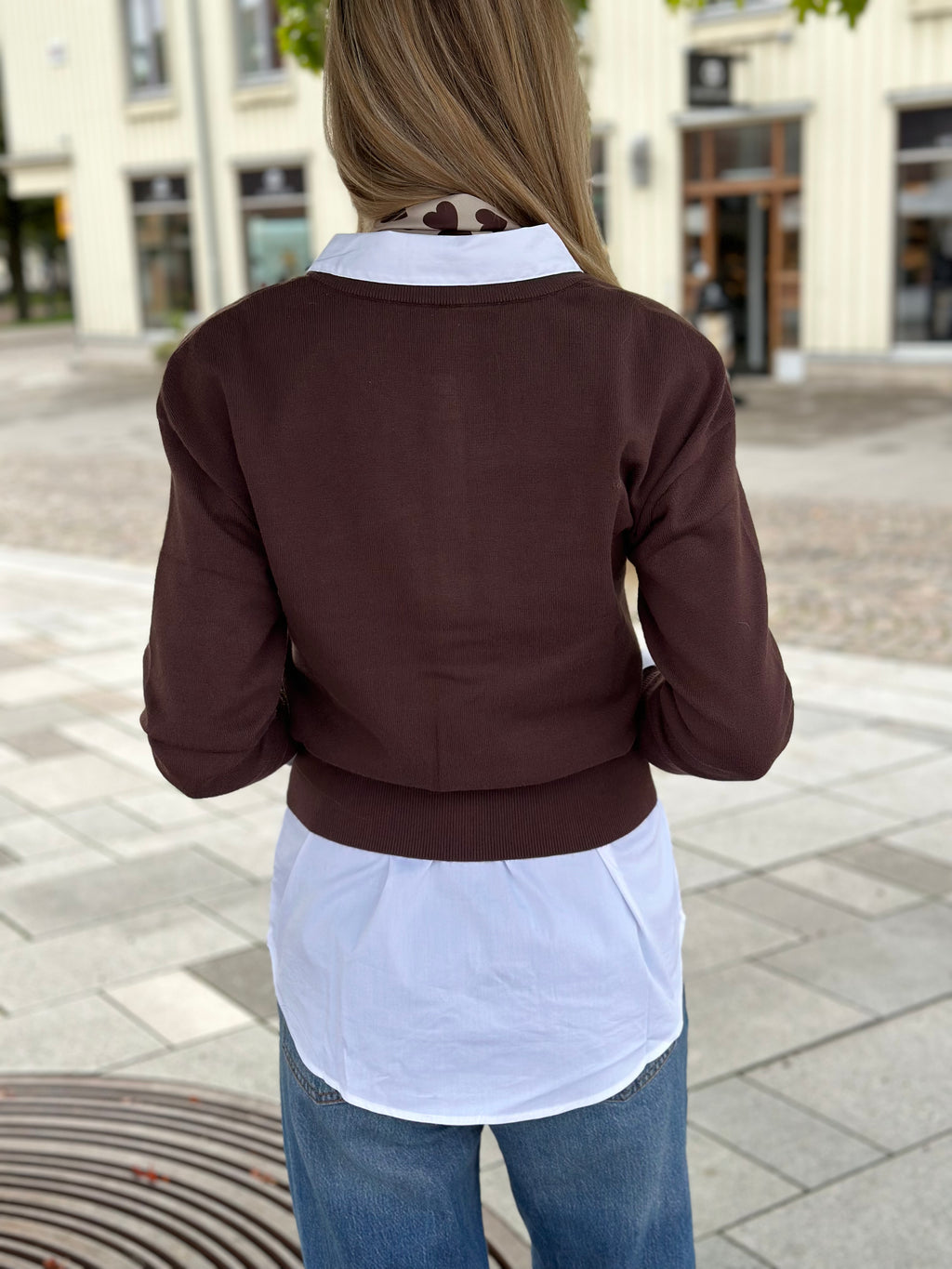 ONLY - MIO LS O-NECK BUTTON CARDIGAN - SEAL BROWN