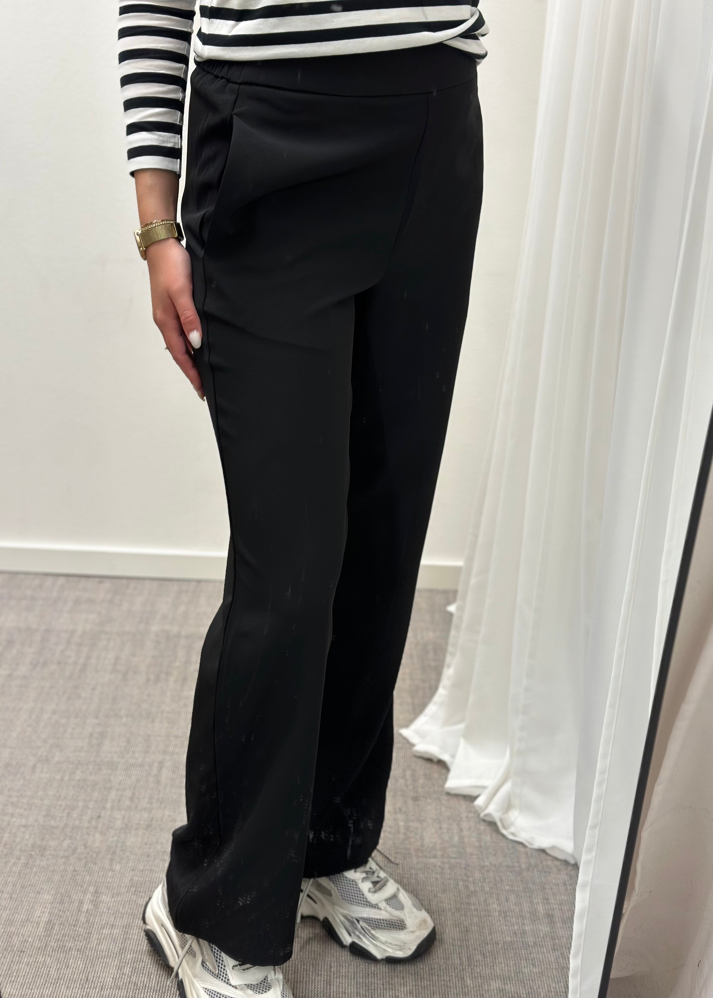 PIECES - BOZZY WIDE PLAIN PANT - BLACK