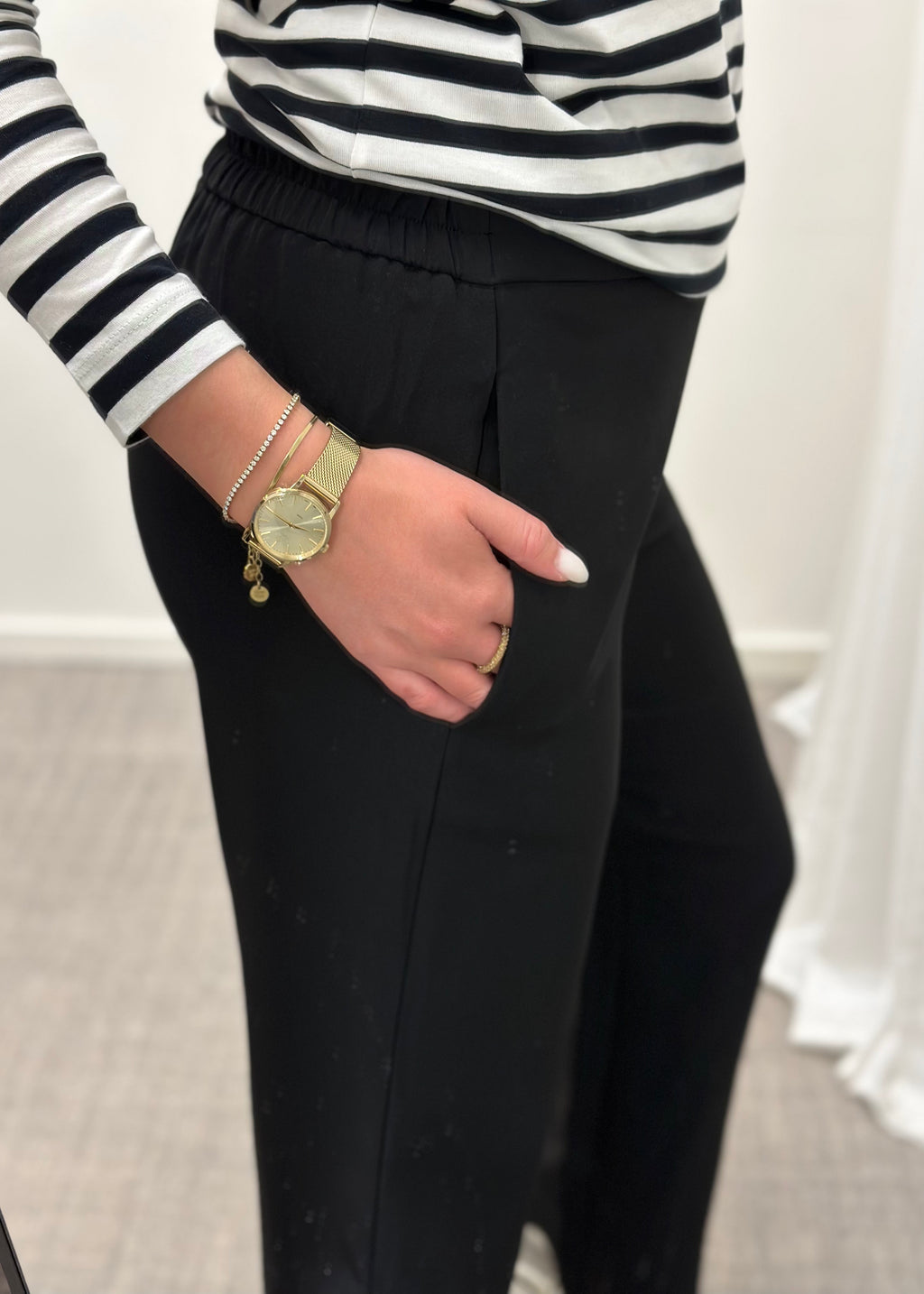 PIECES - BOZZY WIDE PLAIN PANT - BLACK