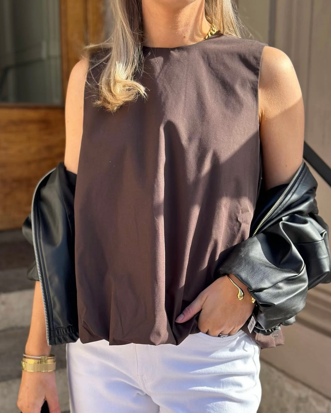 ONLY - PIELLA S/L BALOON TOP - CHOCOLATE TORTE