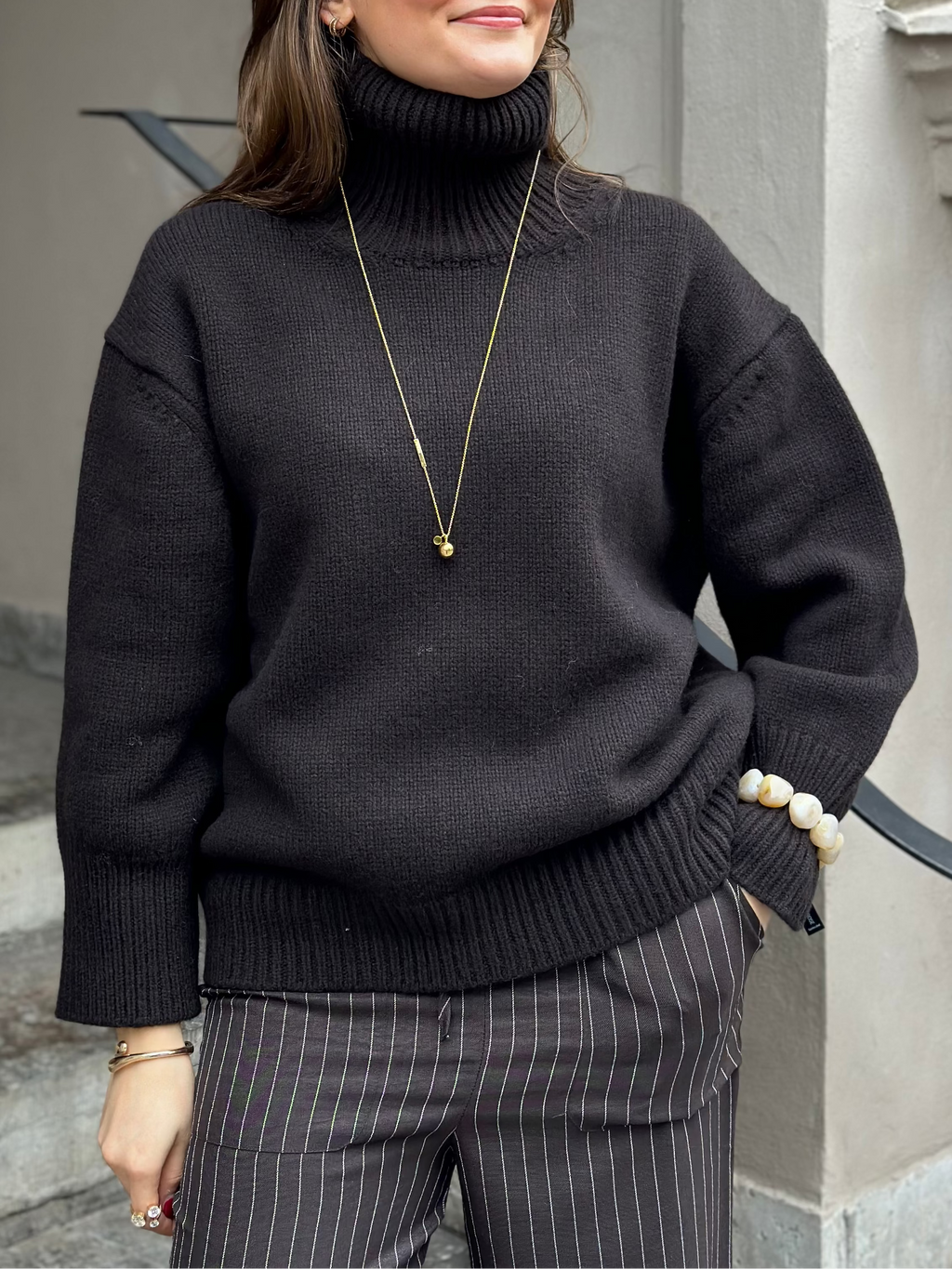 LEVETÉ - PERLE KNIT 301703 - DARK BROWN