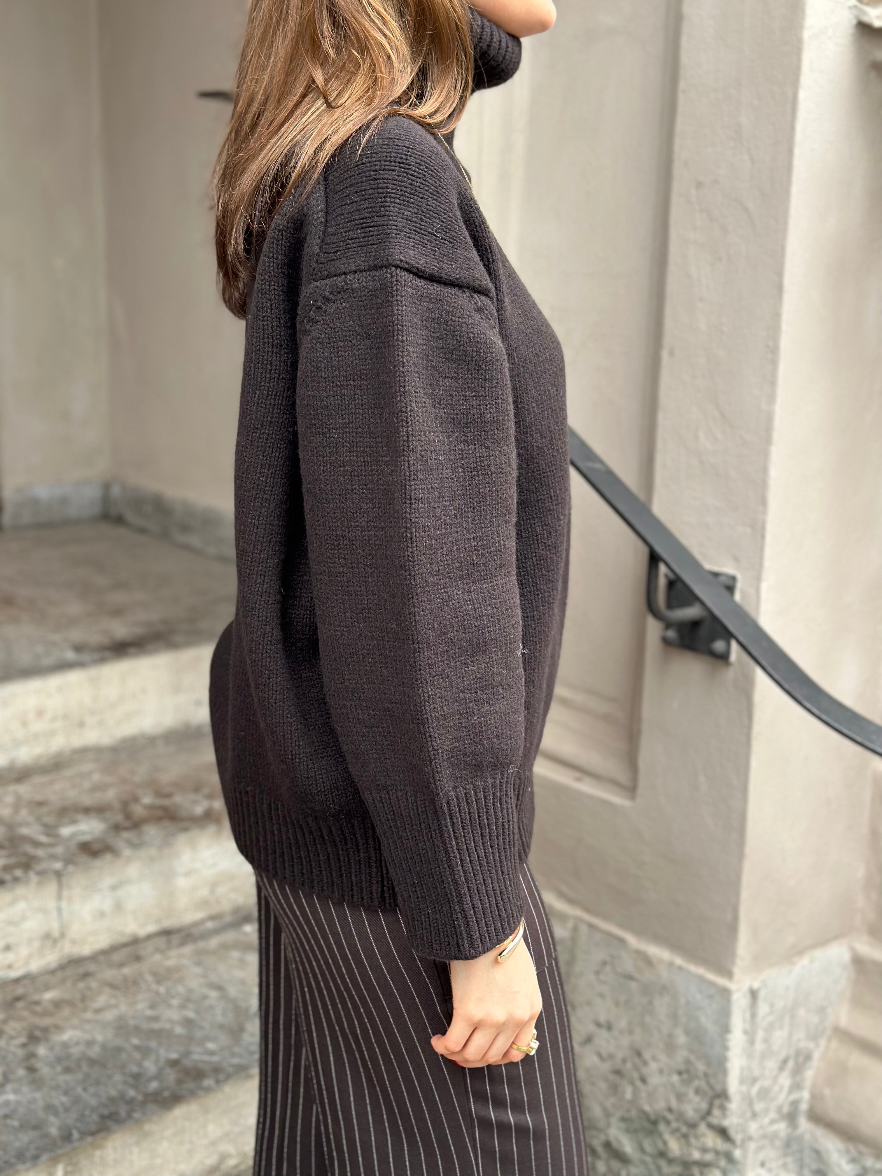 LEVETÉ - PERLE KNIT 301703 - DARK BROWN