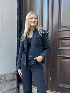 JDY - STINE STONE LS SHIRT - BLACK DENIM