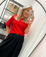 Ladda upp bild till gallerivisning, VERO MODA - SILJE 2/4 O-NECK OVERSIZE PULL - HIGH RISK RED
