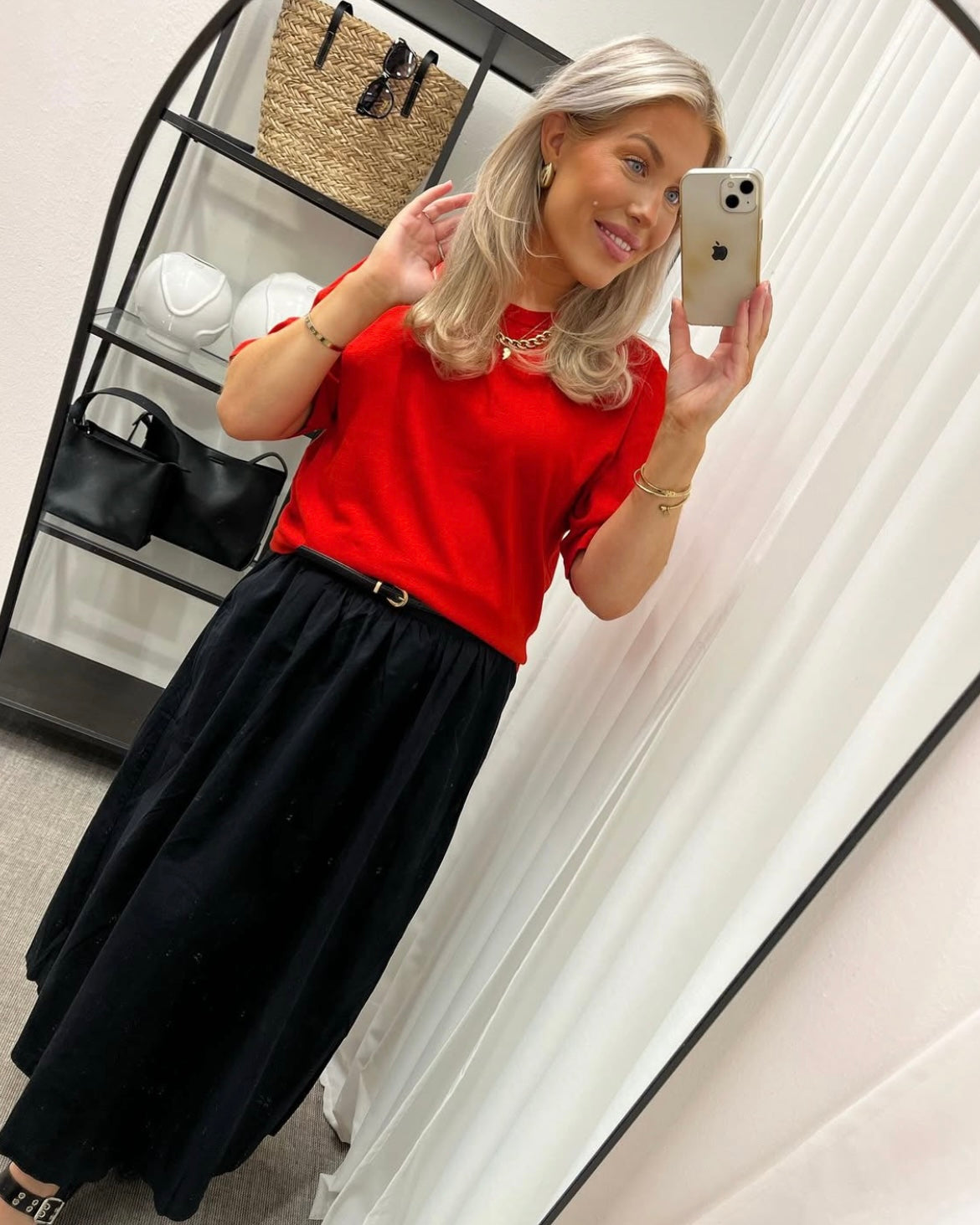 VERO MODA - SILJE 2/4 O-NECK OVERSIZE PULL - HIGH RISK RED
