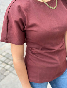 ONLY - MARIE LIFE S/S RUCHING TOP - RUM RAISIN