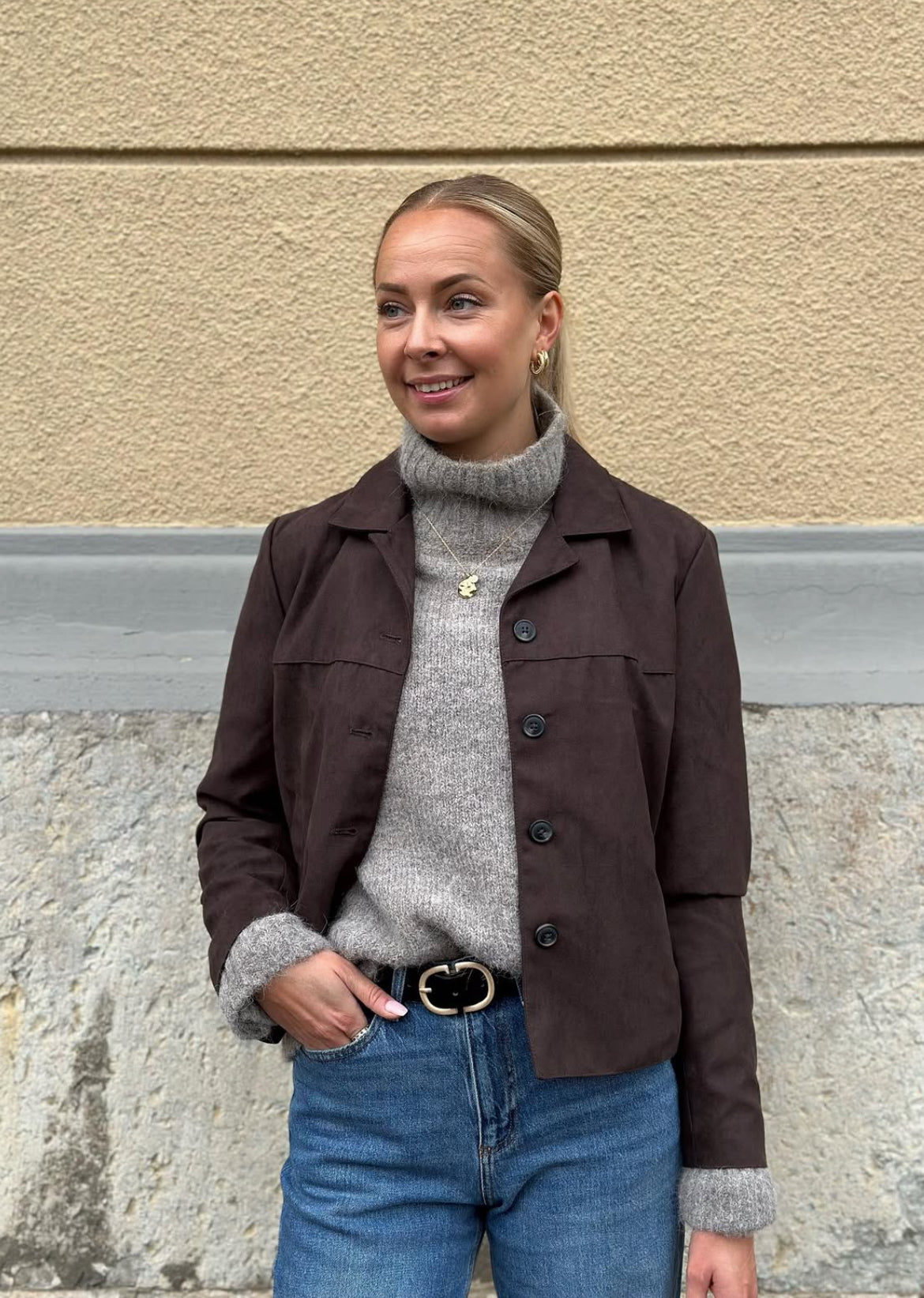 JDY - NICO FAUX SUEDE JACKET - CHOCOLATE TORTE