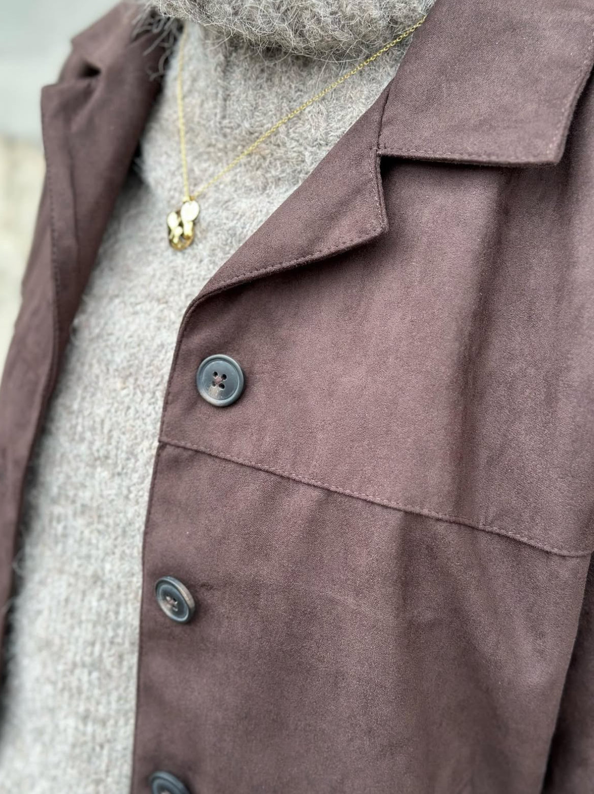 JDY - NICO FAUX SUEDE JACKET - CHOCOLATE TORTE