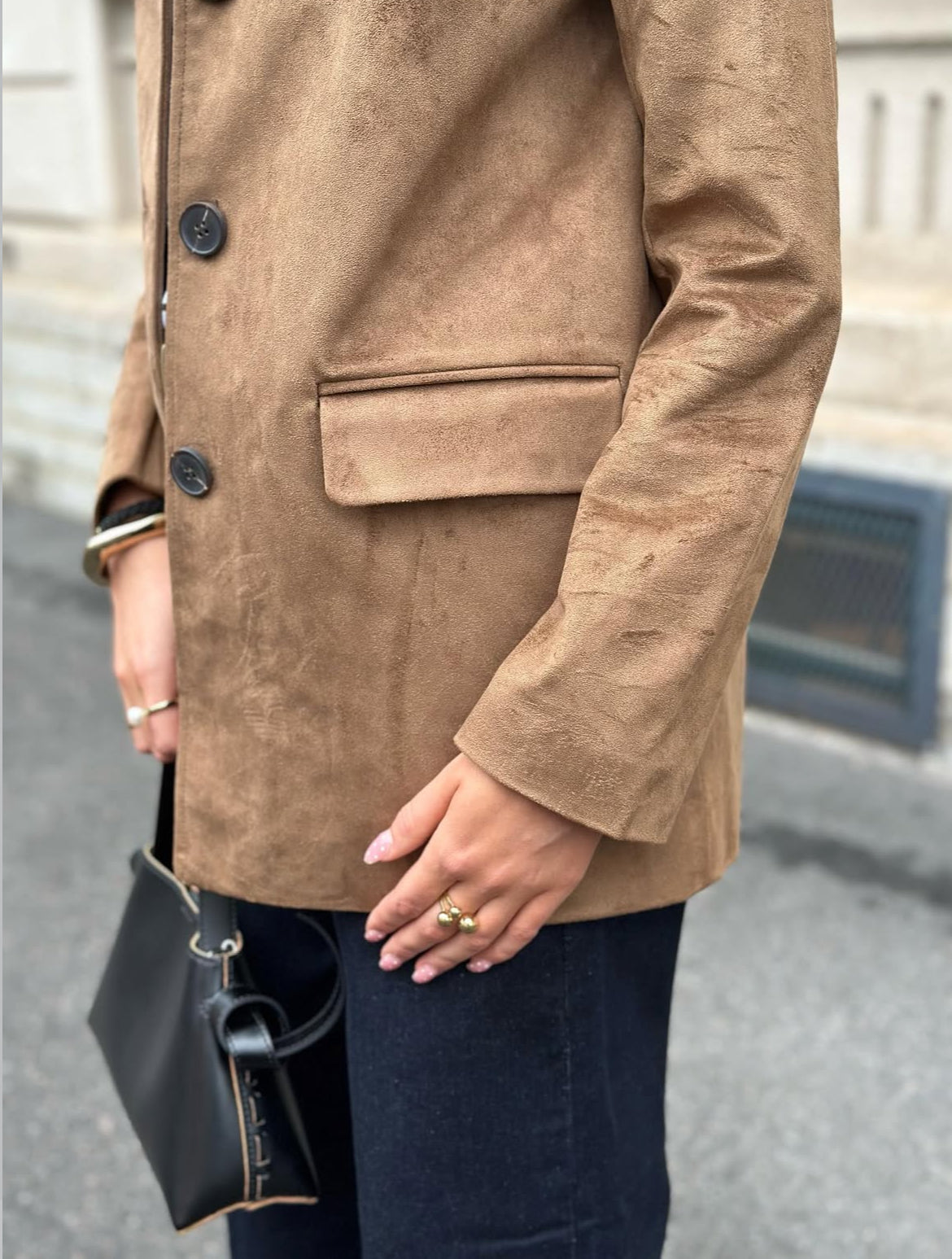 ONLY - TULIP FAUX SUEDE BLAZER COAT - COGNAC