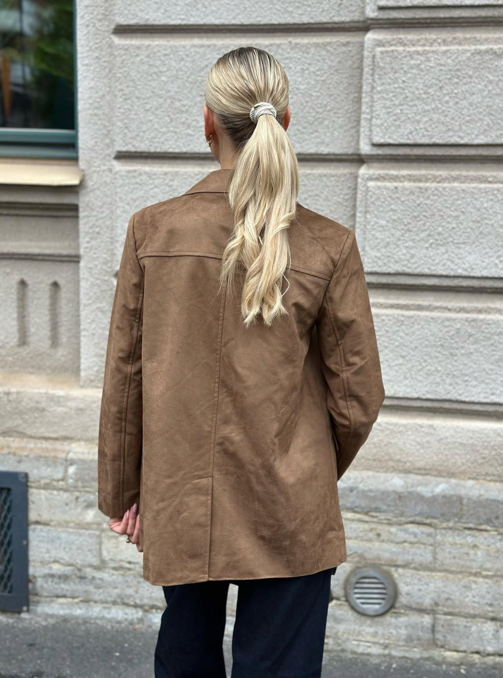 ONLY - TULIP FAUX SUEDE BLAZER COAT - COGNAC