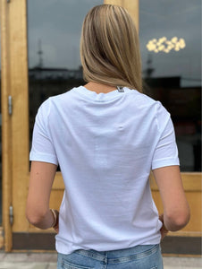 VEROMODA - PAULINA DETAIL SS T-SHIRT - BRIGHT WHITE/SILVER STU