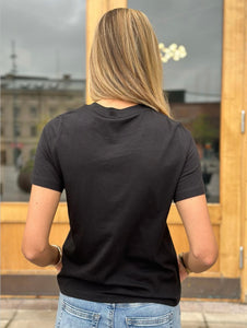 VEROMODA - PAULINA DETAIL SS T-SHIRT - BLACK/SILVER STU