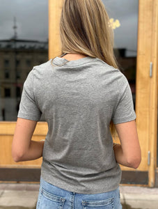 VEROMODA - PAULINA DETAIL SS T-SHIRT - LIGHT GREY/SILVER STU
