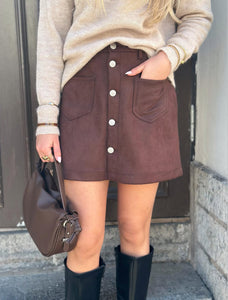ONLY - AMAZING-STINA FAUX SUEDE SKIRT - CHOCOLATE TORTE